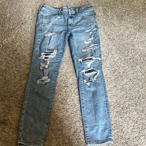 American Eagle ripped pactched jeans